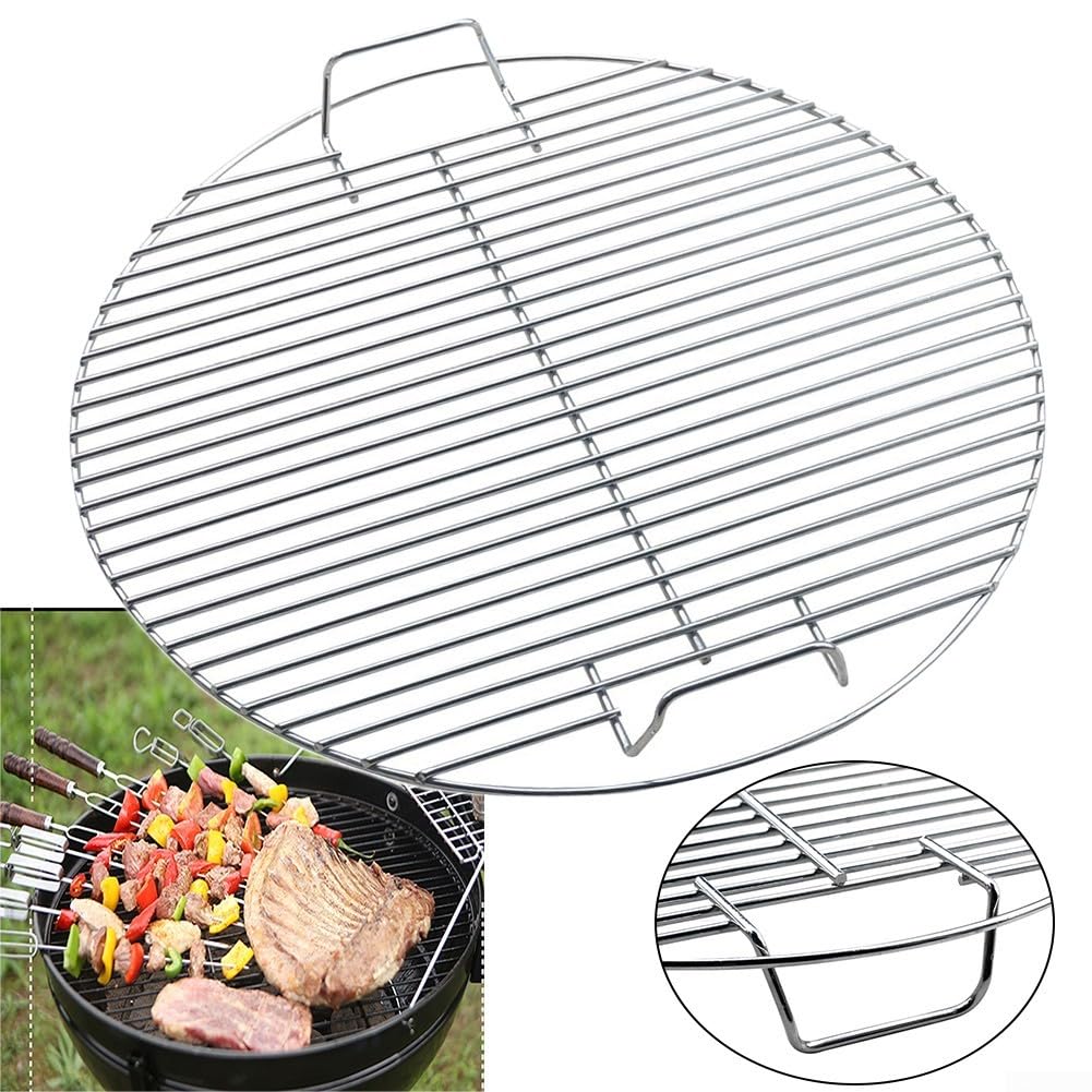 Grille ronde en acier inoxydable conçue pour une cuisson efficace en plein air parfaitement dimensionnée à 44 à 5 cm