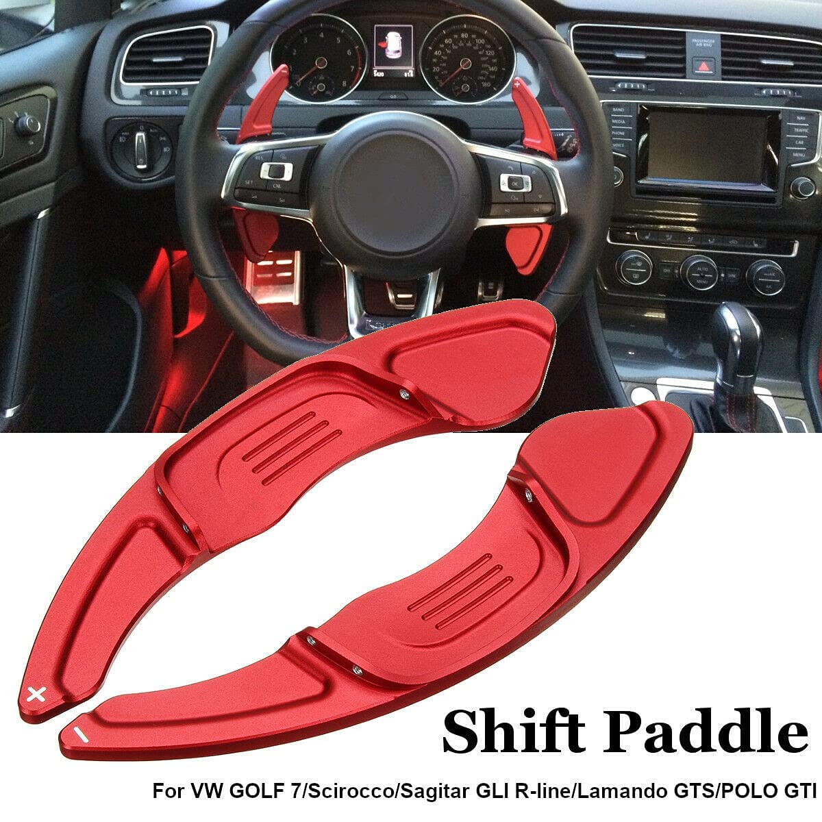2 pezzi Estensione del pallet di cambio del volante compatibile con VW G-olf MK7 TSI GTI R Rosso