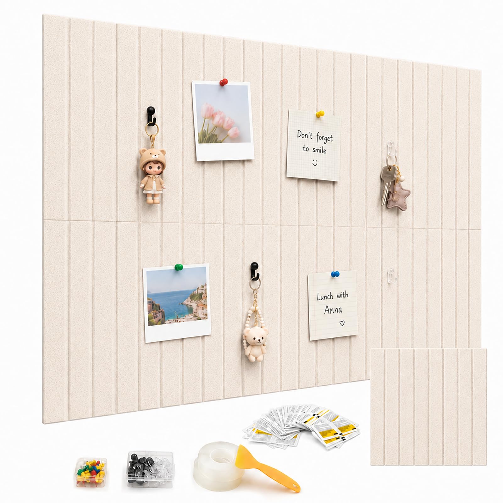 LYRIFFTIC 6-Pack Bulletin Board Oatmeal, 36 x 24″ Cork Board Alternative