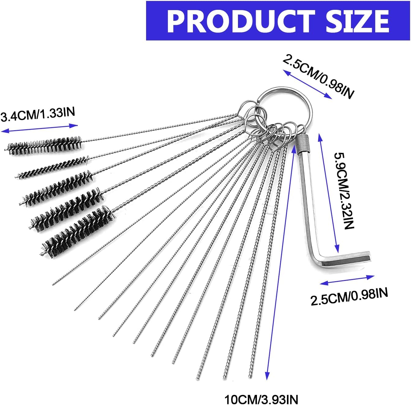 2 Pieces Carburetor Cleaner Tool Kit – 10 Cleaning Needles 5 Brushes and 1 Throttle Wrench for ATV UTV Motorcycle Moped Welder Carb – Carb Jet Dirt Remover and Pipe Cleaning Kit