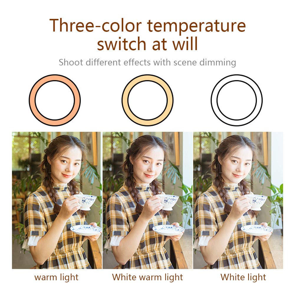 NANANA Kit Luce ad Anello, Luce ad Anello a LED, Fotografia LED Video Luce da Studio dimmerabile ad Anello Live Studio con Treppiede per Fotografia Selfie Live Studio[Scelta Multipla],A