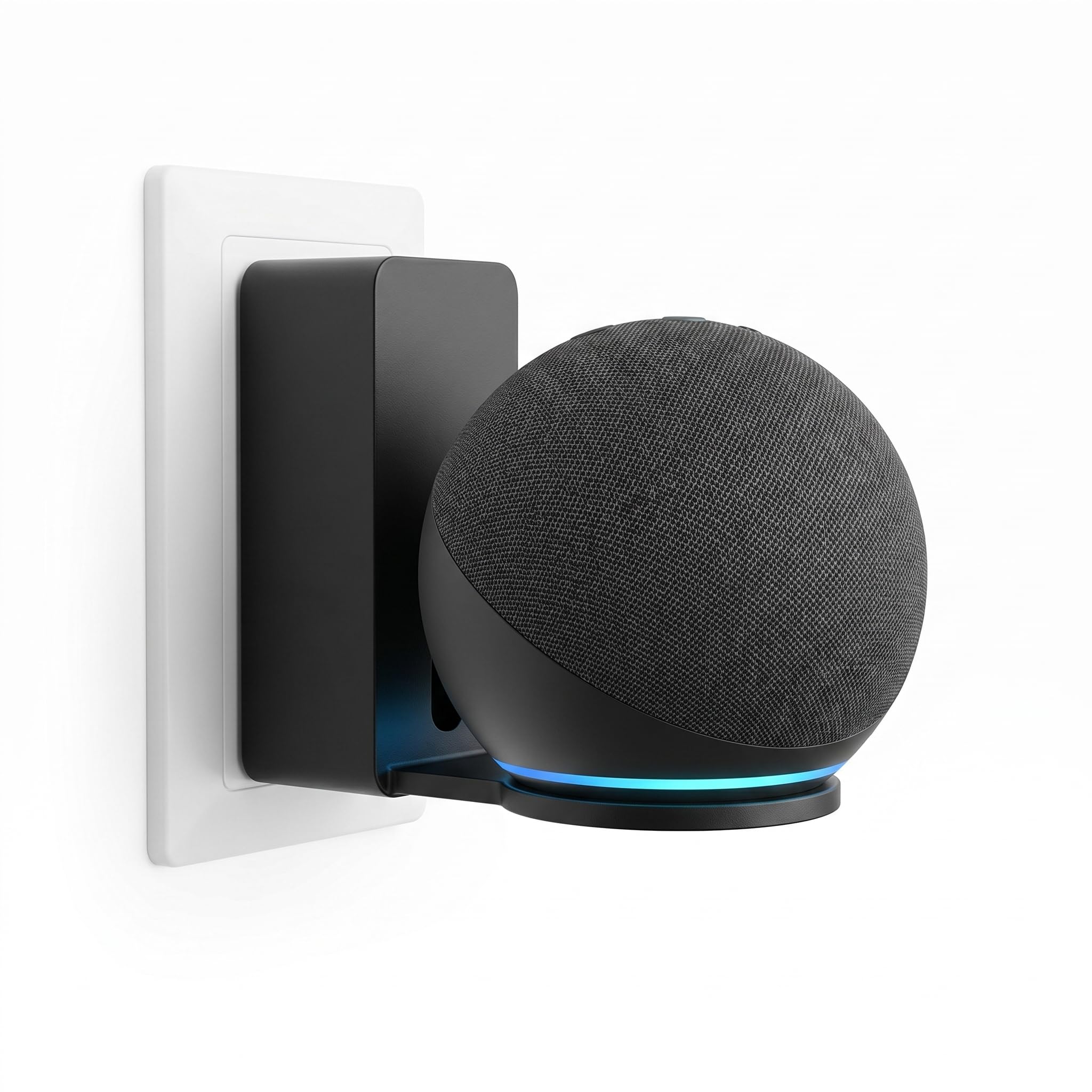 Soporte de Pared para Echo Dot y Alexa, Sin Taladro, Enchufe Directo, Compatible Echo Dot 3ª 4ª 5ª Gen, Echo Pop y Google Nest Mini, Gestión de Cables Integrada (Negro)