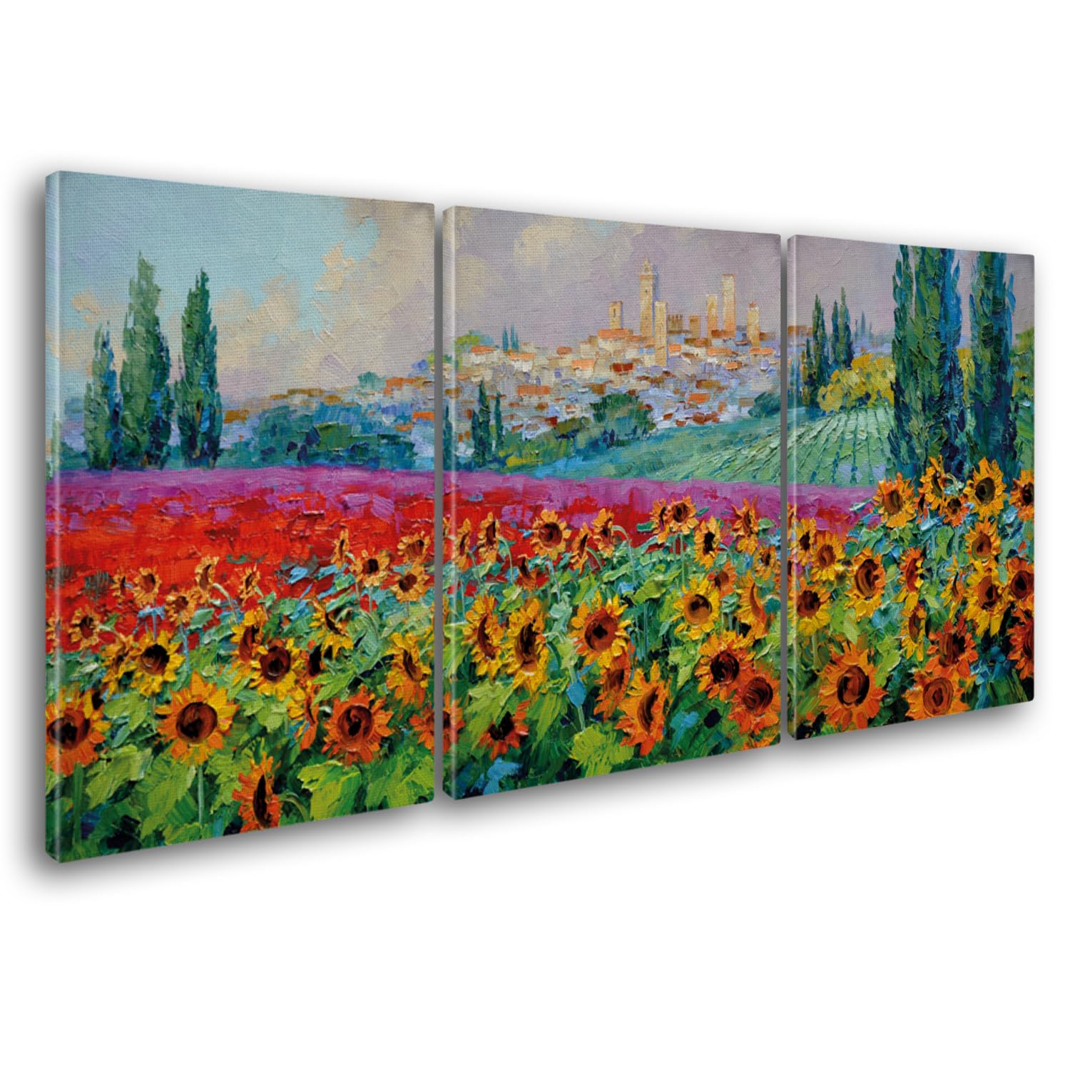 Giallobus - Große Gemälde im XXL-Format - Mikki Senkarik - Moderne Künstler – Windtänzer - Leinwand - 218x100cm | 3pcs. x 70x100cm - Moderne Gemälde für zu Hause - Bereit zum Aufhängen