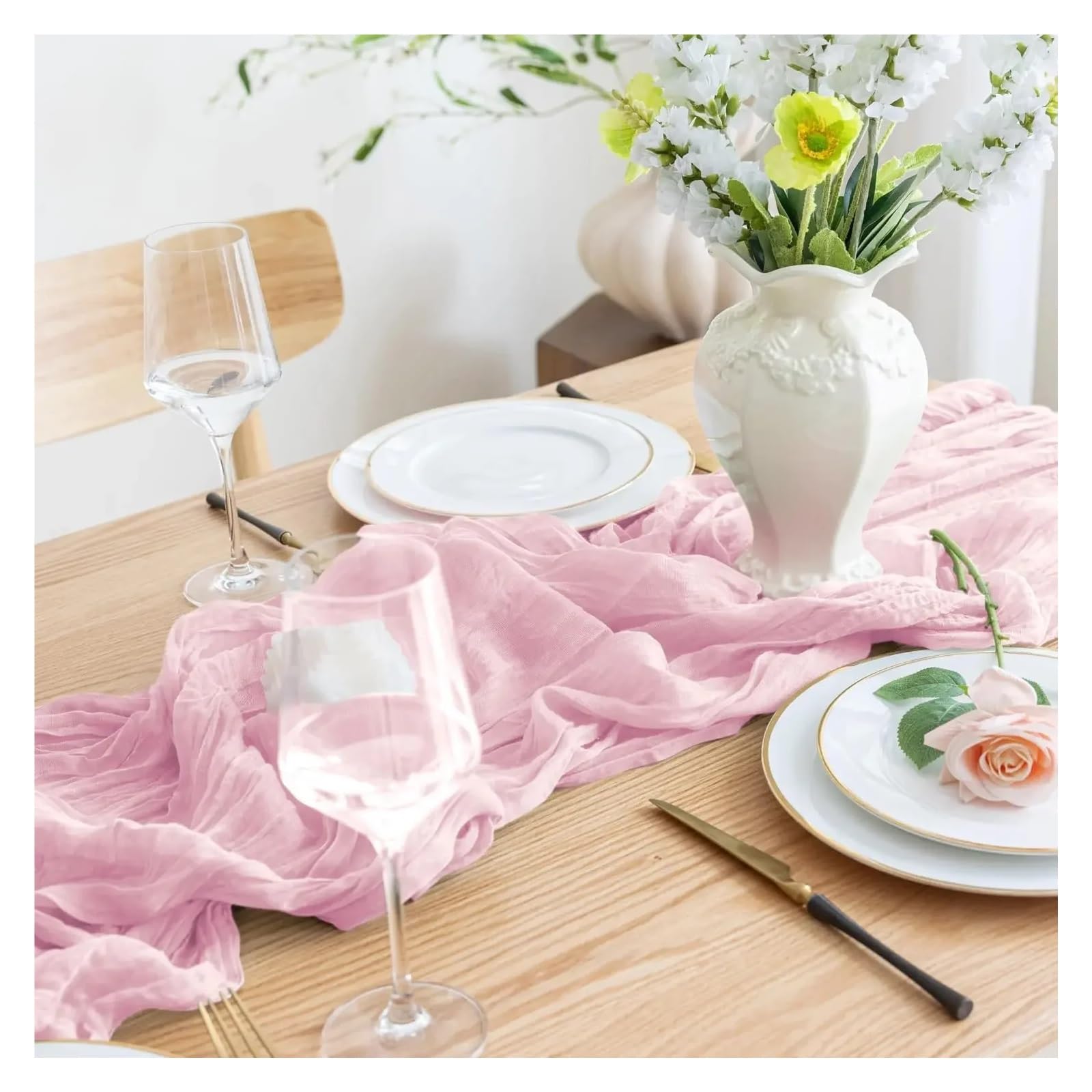 Dekoracyjne szarfy na krzesła, 5/10 szt. jasnoróżowych bieżników z gazy serowej(Pink Purple,90CMX180CM-6PCS)