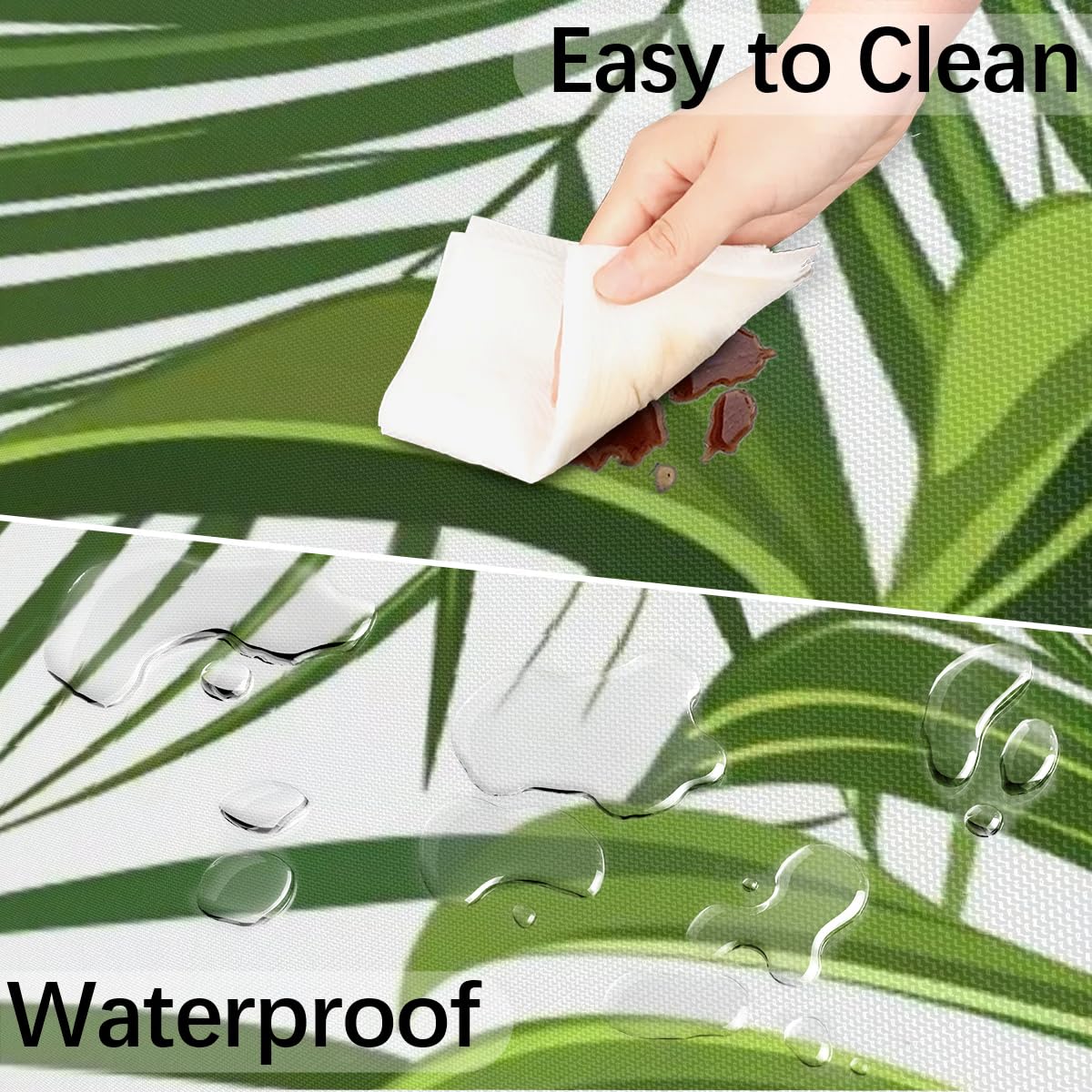 Tovaglia Rotonda Impermeabile Qilmy 150 Cm Con Fiore Di Palma Tropicale - Foro Per Ombrello E Cerniera - 2