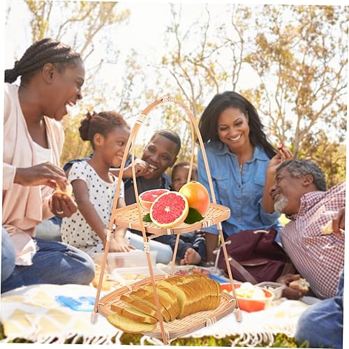 Miniatura 5 de Cabilock Soporte de aperitivos de bambú Bandeja de exhibición de pasteles Bandeja de exhibición de verduras Cesta de fruta de bambú Cesta de frutas