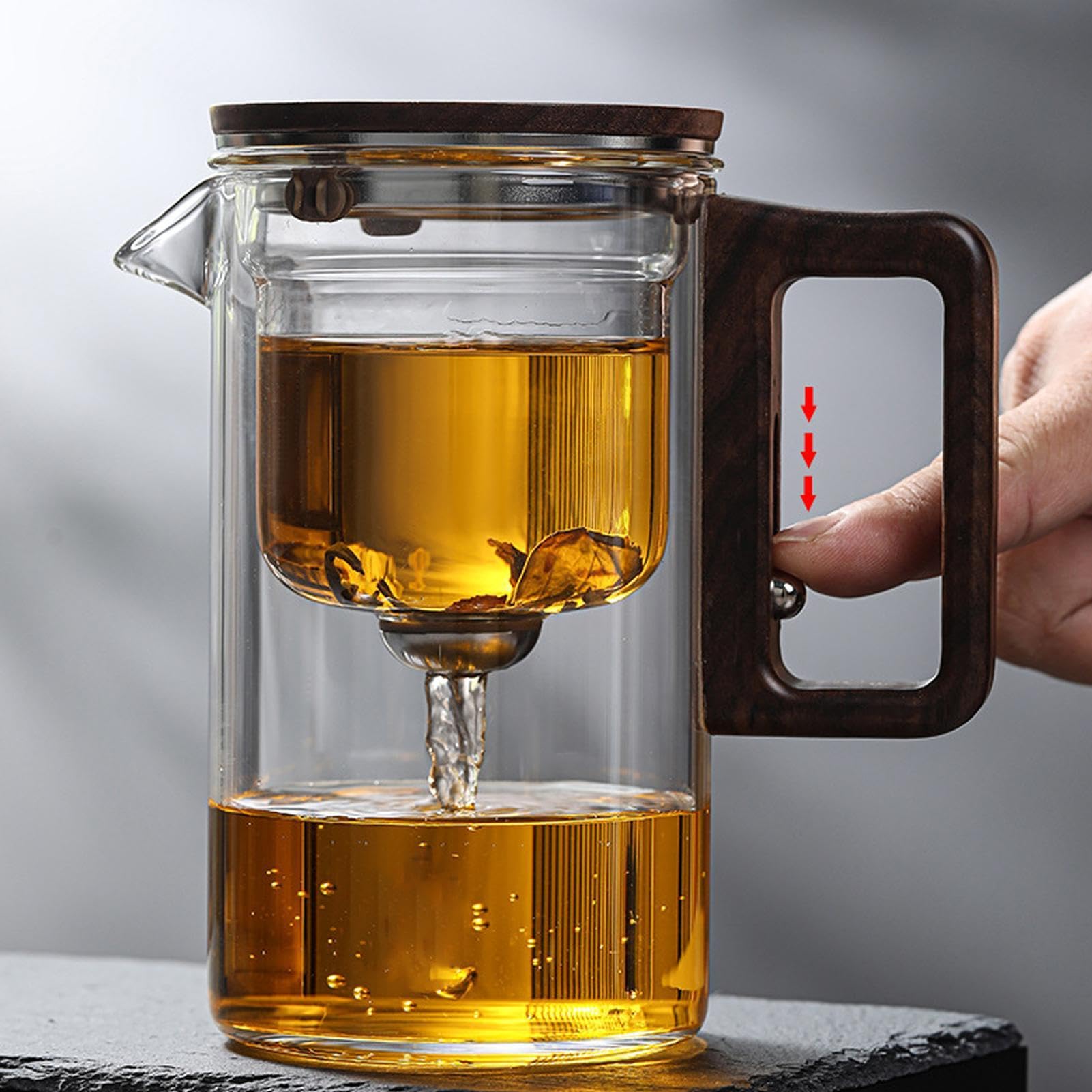 Teiera in – Teiera multiuso trasparente | 520 ml filtro in | trasparente teiera in borosilicato con colino, bollitore trasparente resistente al calore per tè verde, tè nero