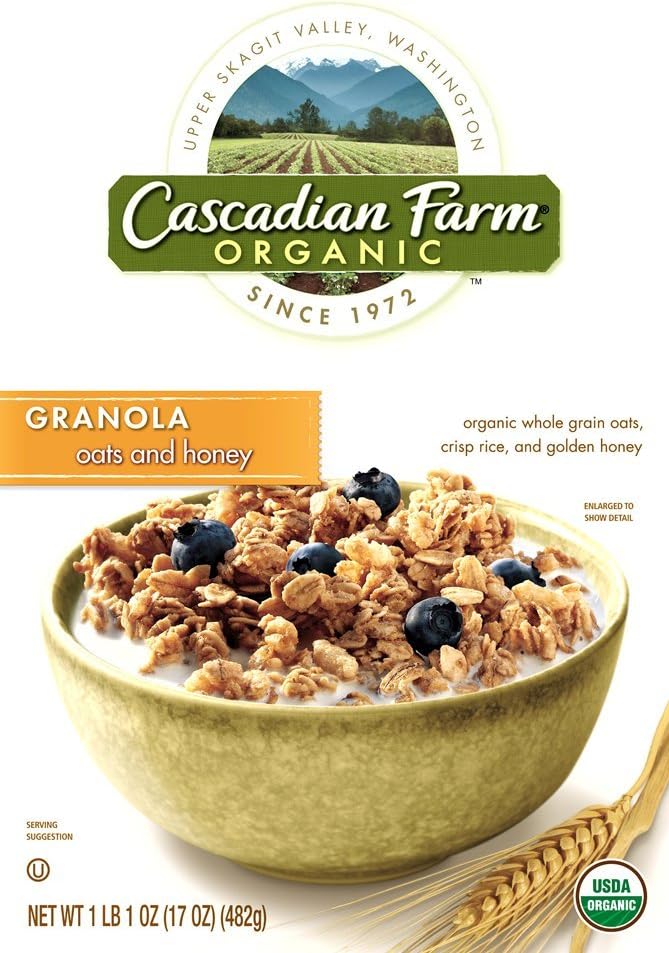 Cascadian Farm Oats & Honey Granola, 17-Ounce Box (Pack of 5)