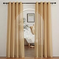 Vista 259 de NICETOWN Cortinas semitraslúcidas con textura de lino, con ojales, tratamiento de ventanas, cortinas verticales de lino con filtro de luz para sala