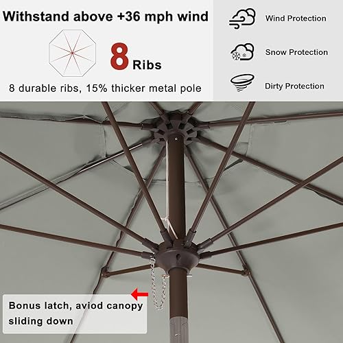 Miniatura 3 de Abccanopy Sombrillas duraderas de 9 pies para patio, gris claro