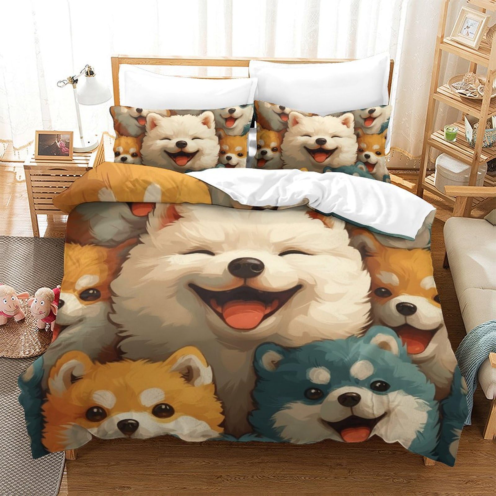 Chien poméranien housse de couette pour illuminer la chambre des passionnés d'animaux