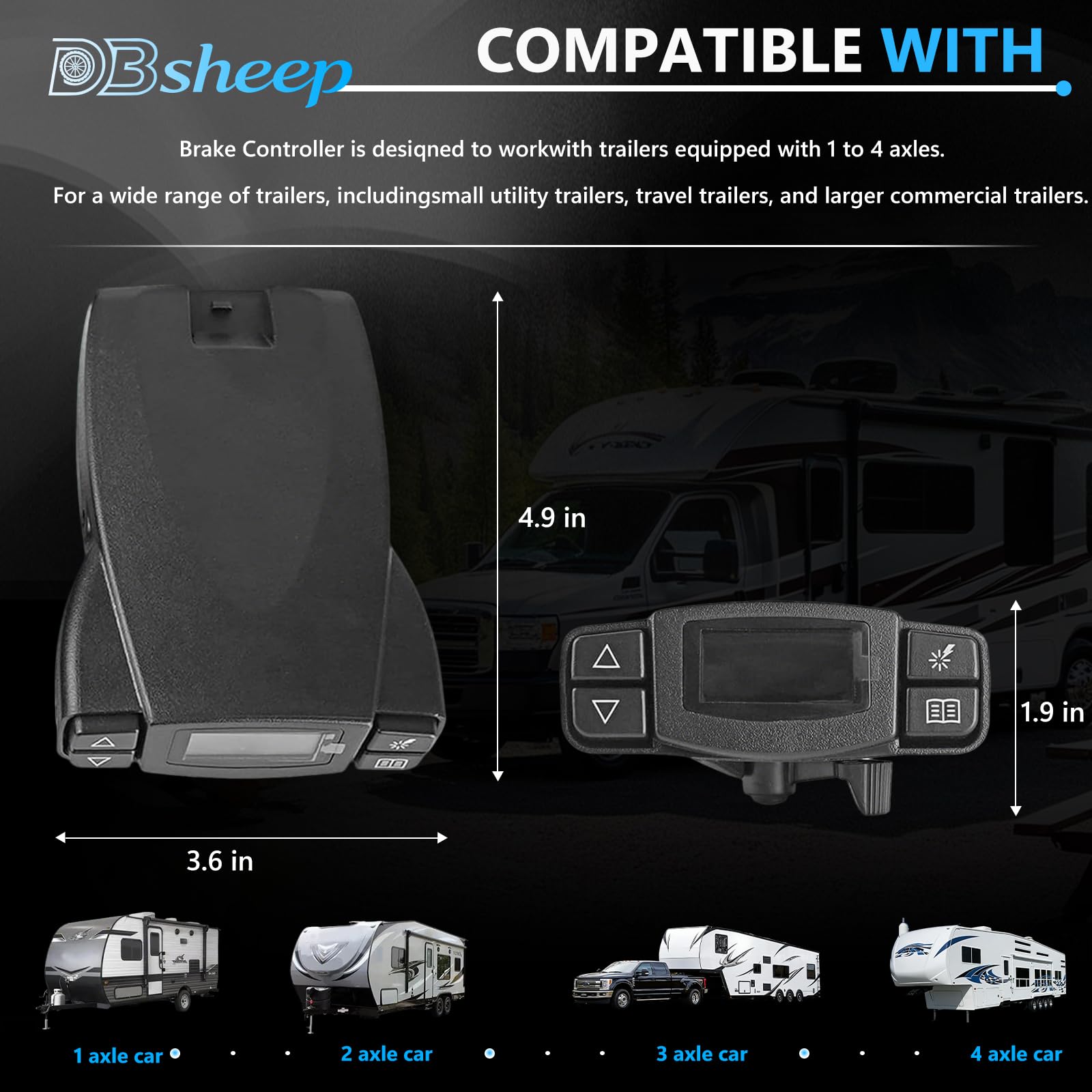 90195 P3 Electric Trailer Brake Controller Replacement Tekonsha 90195 Fits for Ford Gm Chevy Dodge Ram Toyota Jeep SUV Trucks,Universal Proportional Brake Controller - 4