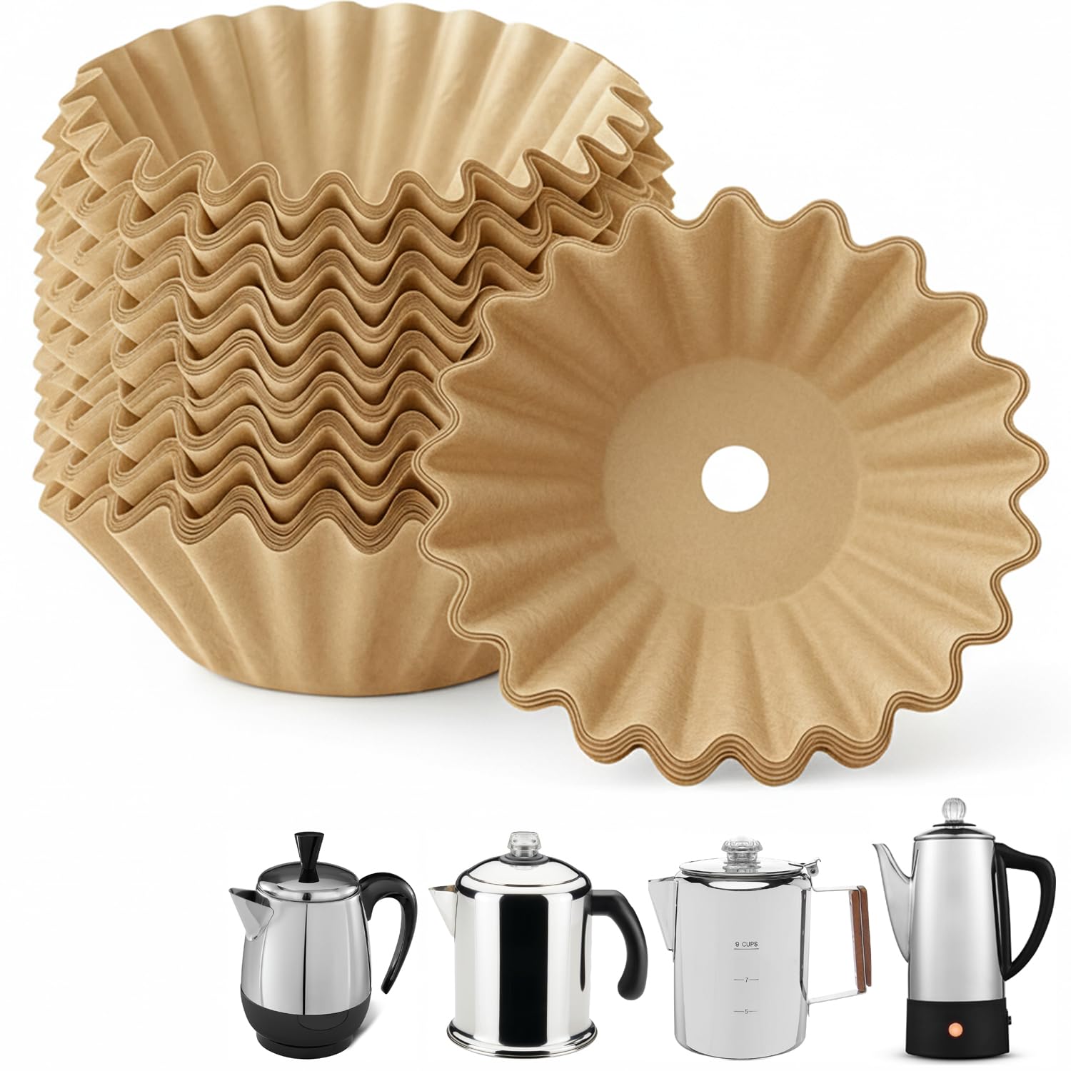 MIMORE Percolator Coffee Filters for Farberware 4-Cup, Unbleached, 150 PCS