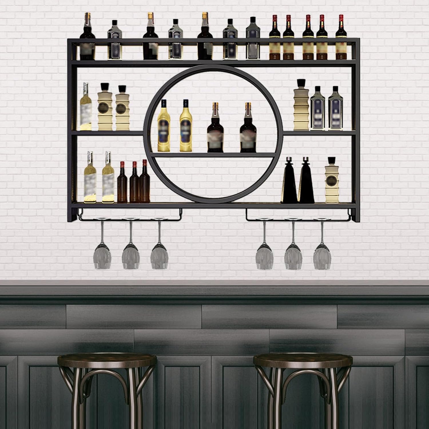 Portabottiglie da Parete per Vino,Bar per la Colazione,portabottiglie per Frigorifero,Bar,casa,Pub,unità Esterna,in Metallo,Sottile,Alto,in Vetro (140 * 15 * 80 cm)