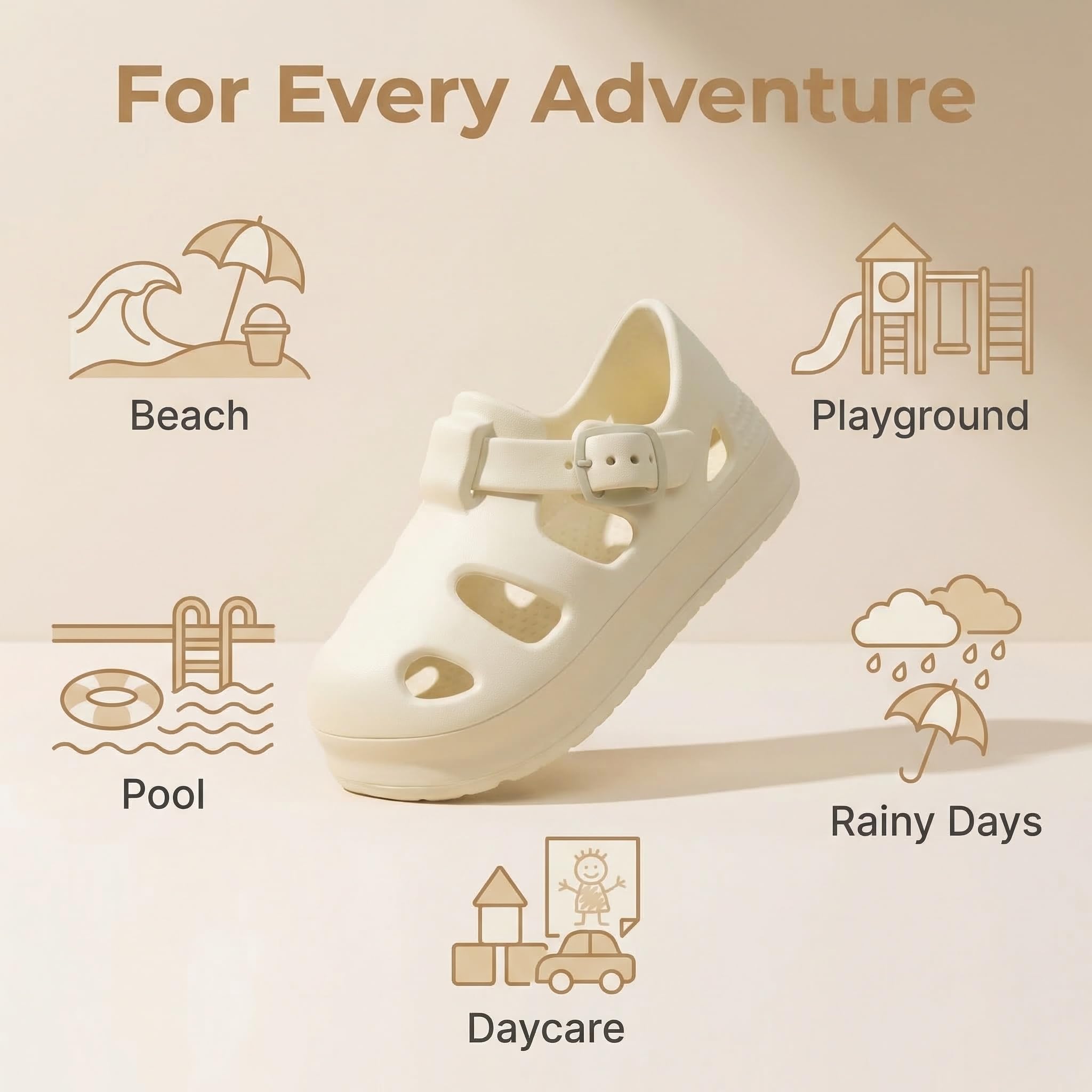 Toddler Wide Toe Box Sandals For Boys & Girls,Children's Closed Toe Water Sandal with Adjustable Strap — view 6