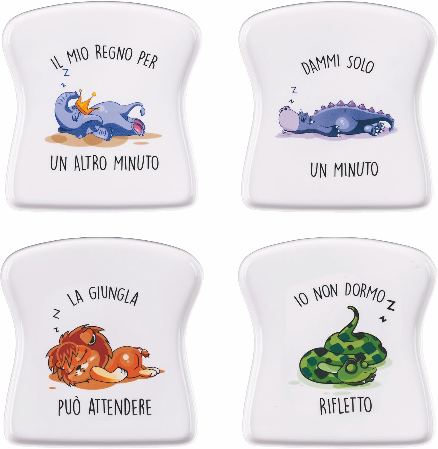 Set of 4 Porcelain Toast Saucers Lazy