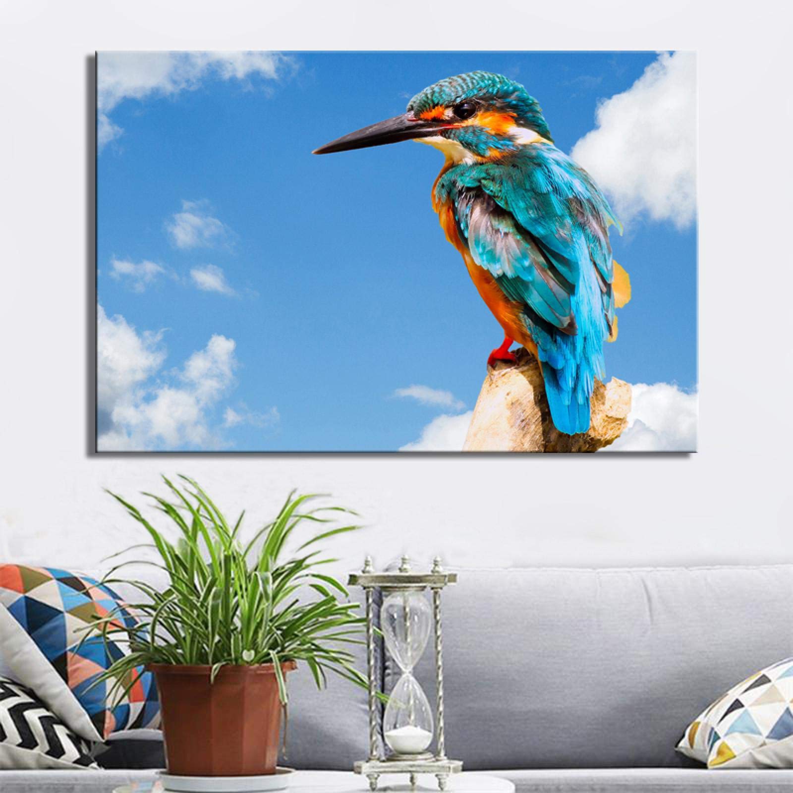 Amazon.co.jp: 現代の鳥ポスターと版画壁アートキャンバス絵画家の装飾