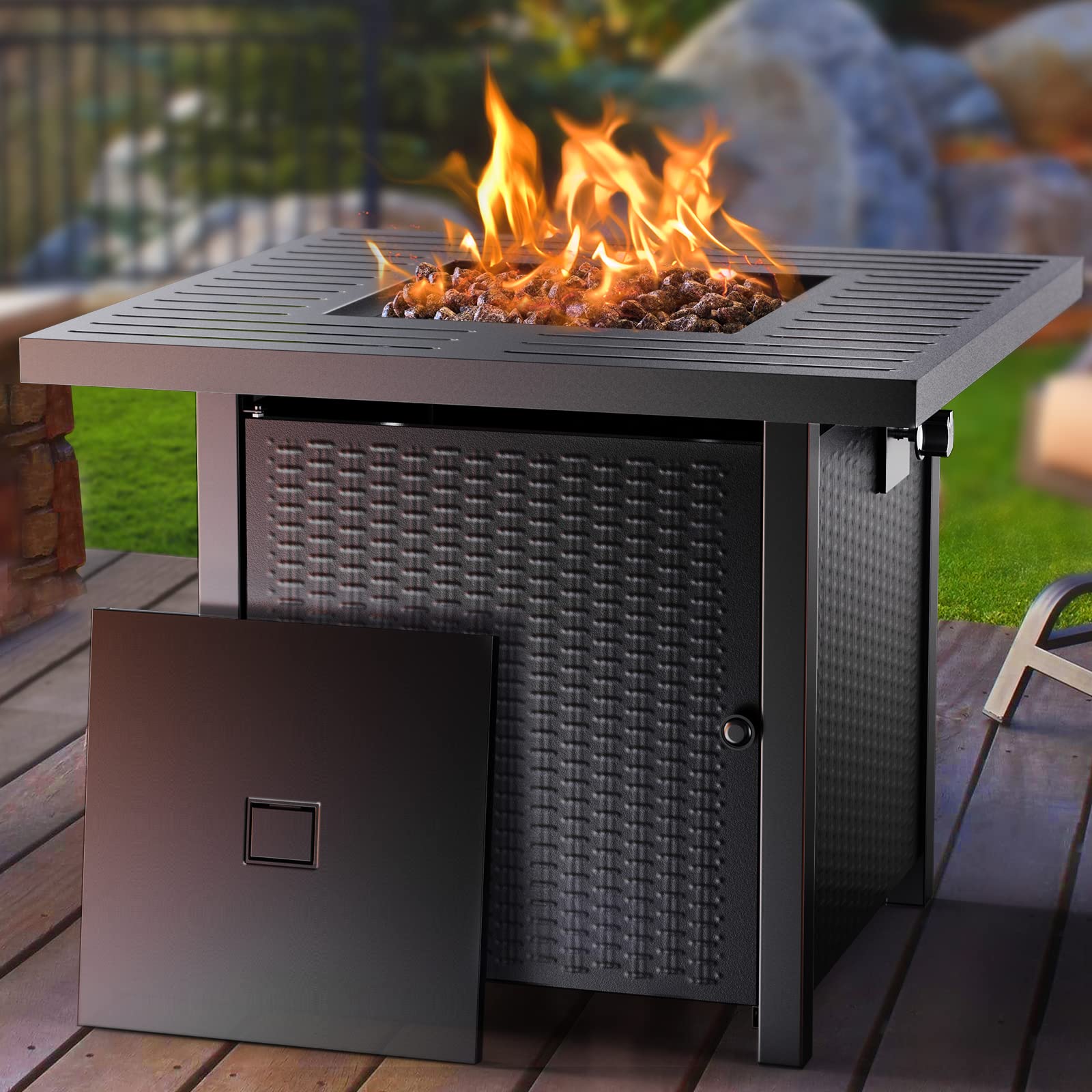 Ciays Propane Fire Pits 32 Inch Outdoor Gas Fire Pit, 50,000 BTU Steel