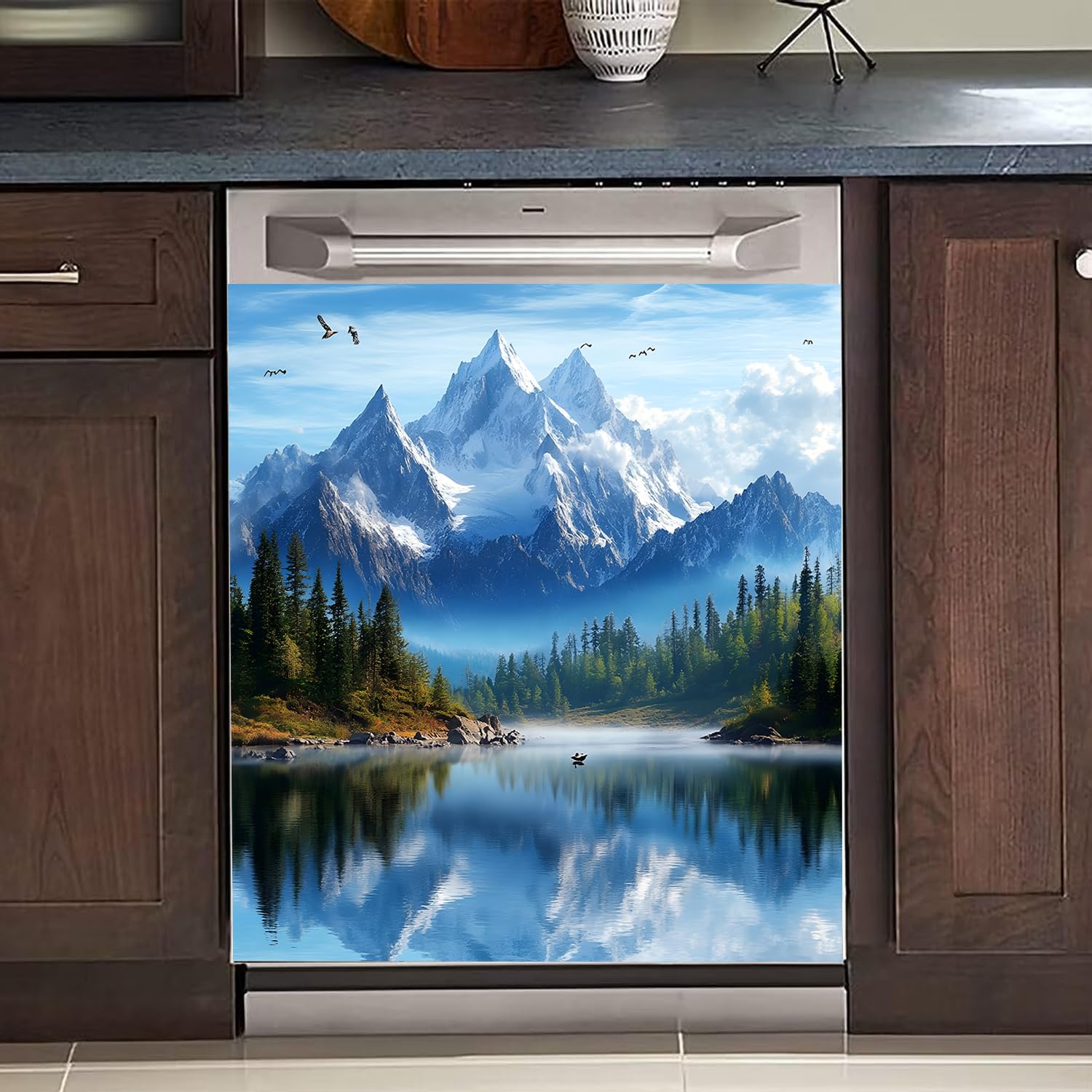BVBOX Dishwasher Magnet Cover 23"x26", Reusable Magnetic Refrigerator Covers, Decorative Magnets Cover Fridge Door Skin Panel Stickers for Home Kitchen Appliance