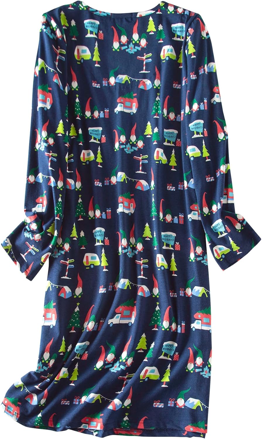 Zando Womens Long Sleeve Nightgown Cotton Nightgowns Plus Size House Dresses Soft Ladies Night Gown Cartoon Sleep Shirt - Image 2