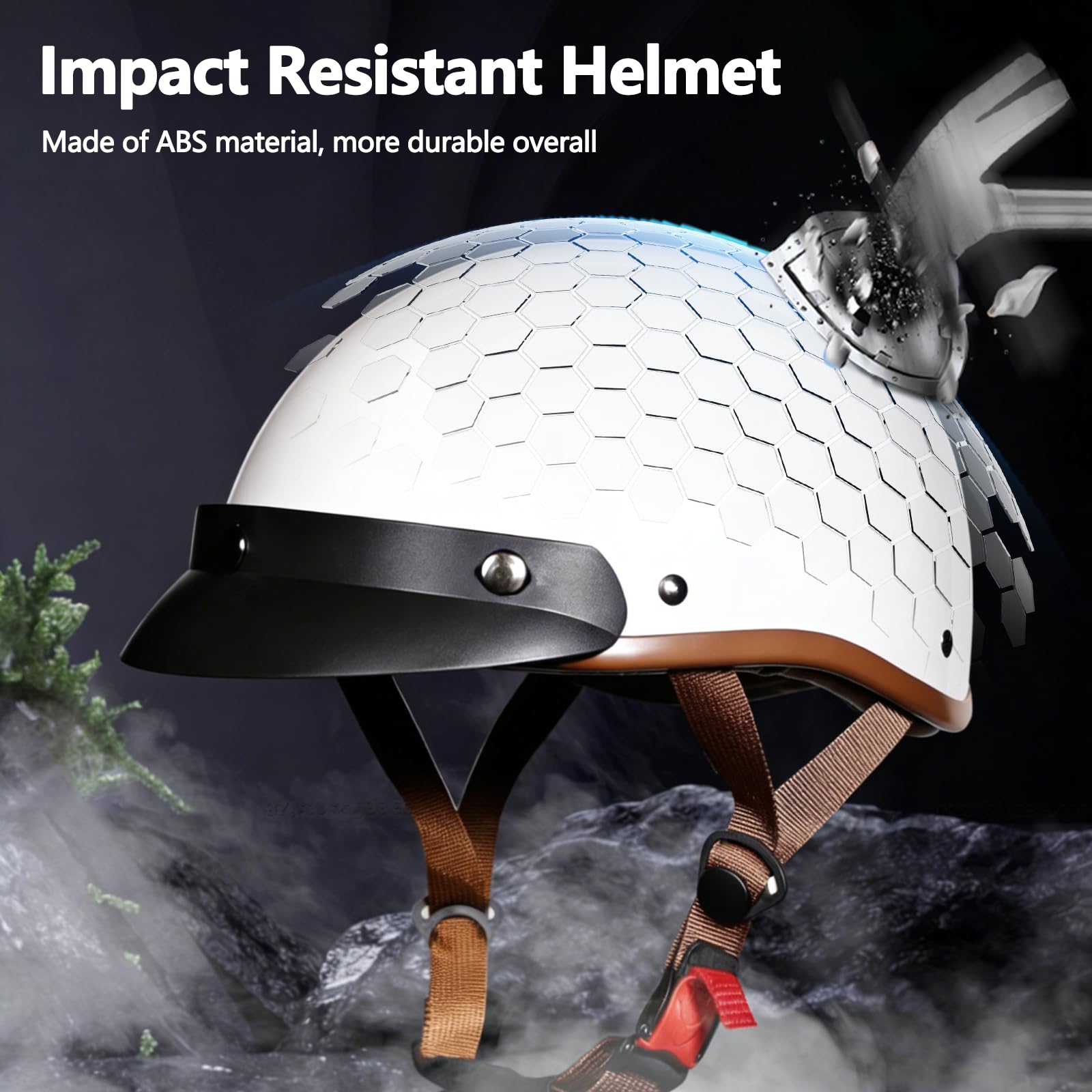 Motorradhelm für Erwachsene, Jethelm, 709 ABS kombiniert mit EPS, Schnellverschluss-Kinnschnalle. Passend für Scooter Moped Chopper Vintage Sturzhelm