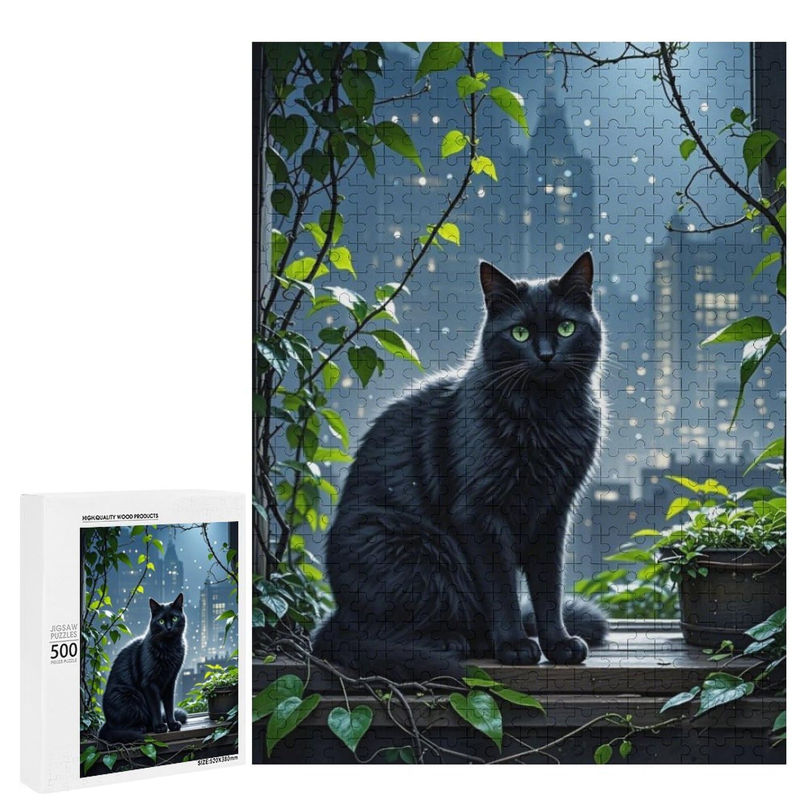 Amazon.com: Cute Black Cats Jigsaw Puzzles – 500 Pieces Wooden