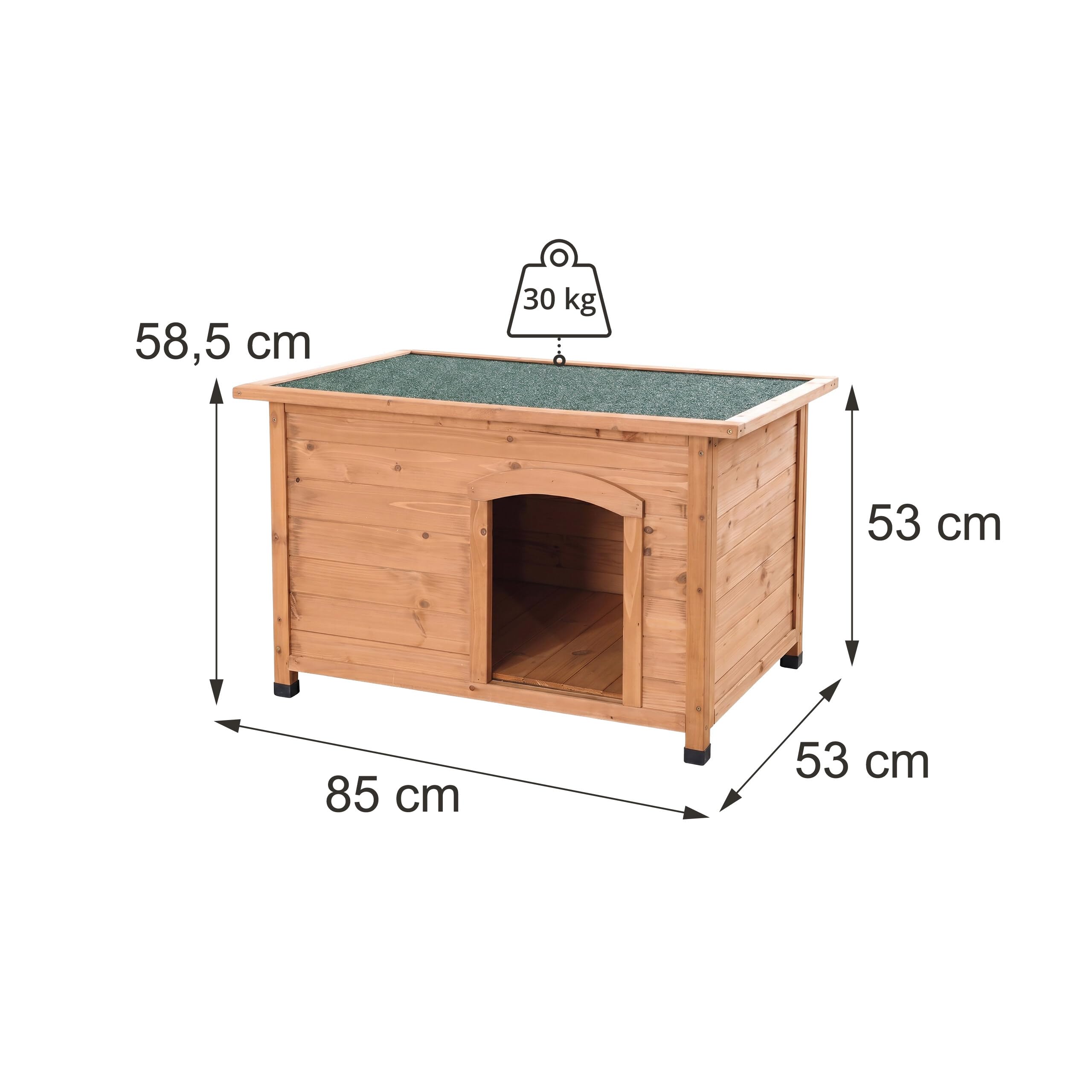 Relaxdays Cuccia per cani in legno, 58,5x85x53 cm, tetto apribile impermeabile, esterni, arancione/verde