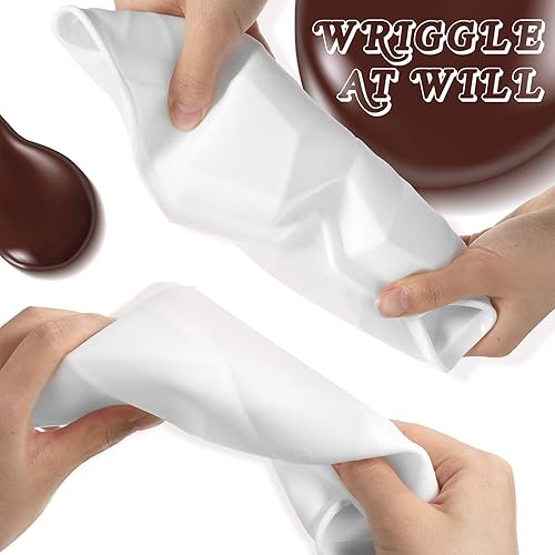 Miniatura 5 de Juego de 55 moldes de silicona con forma de corazón de diamante, molde de chocolate con letras y números, con martillos de madera, cinta blanca,