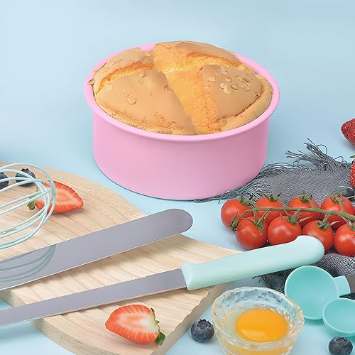 Miniatura 4 de Paquete de 2 moldes redondos de silicona sin BPA, molde circular reutilizable de silicona para pasteles de gasa, juego de 2 tamaños diferentes