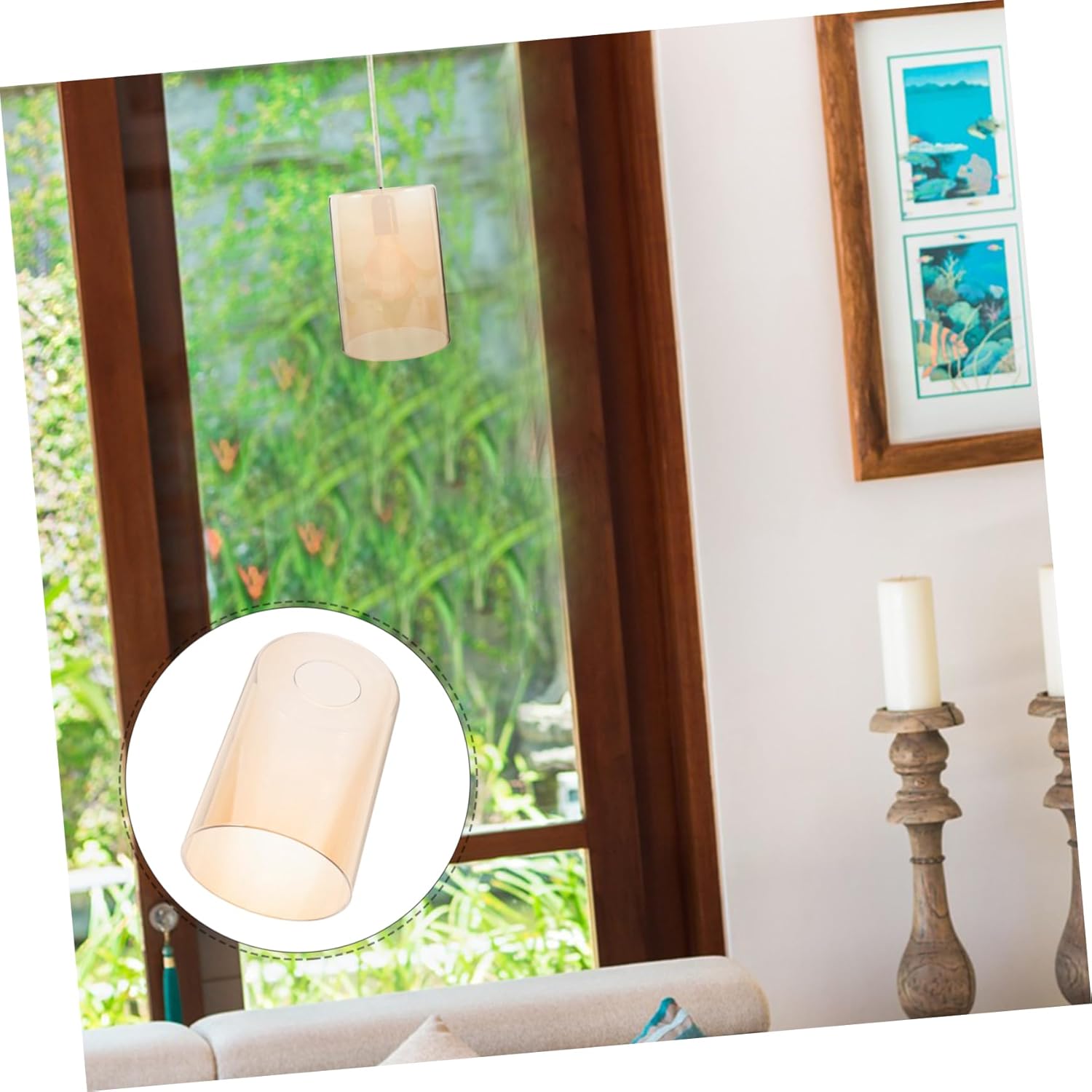 Homoyoyo 3pcs Cylinder Glass Lamp Shades Replacement for Pendant Lights Chandelier Covers for Ceiling Lights