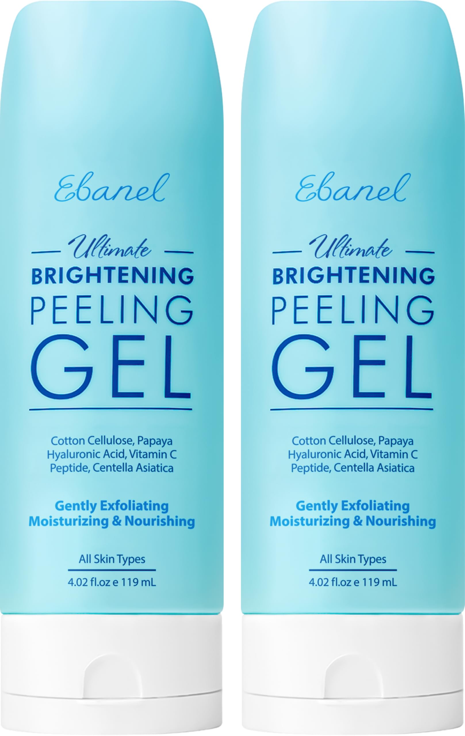 Ebanel 2-Pack Brightening Peeling Gel with Cotton Cellulose, Rice, Papaya, Centella, Hyaluronic Acid for Face and Body, Gentle Exfoliating Face Scrub Gel Peel Wash Pore Cleanser Minimizer Exfoliator