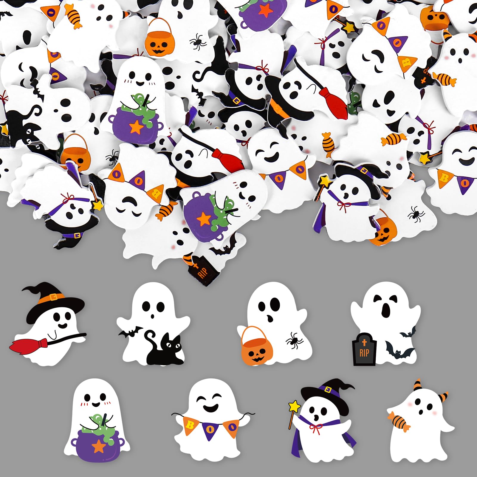 Autocollants en mousse Halloween Whaline lot de 160 pièces pour décoration et loisirs créatifs