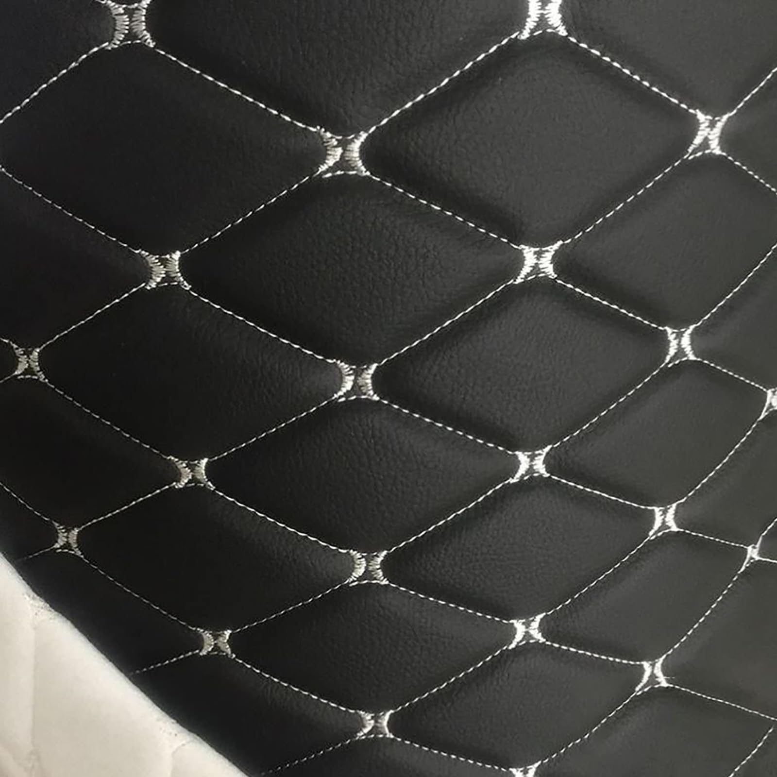 Faux Leather Fabric Quilted Foam Vinyl Fabric Upholstery Thick 6mm Foam Backed for Cars Vehicle Seat Cover Furniture Auto Headliner Repair Headboards DIY Craf(Size:1.5x1m/59x39in,Color:White Thread 1)