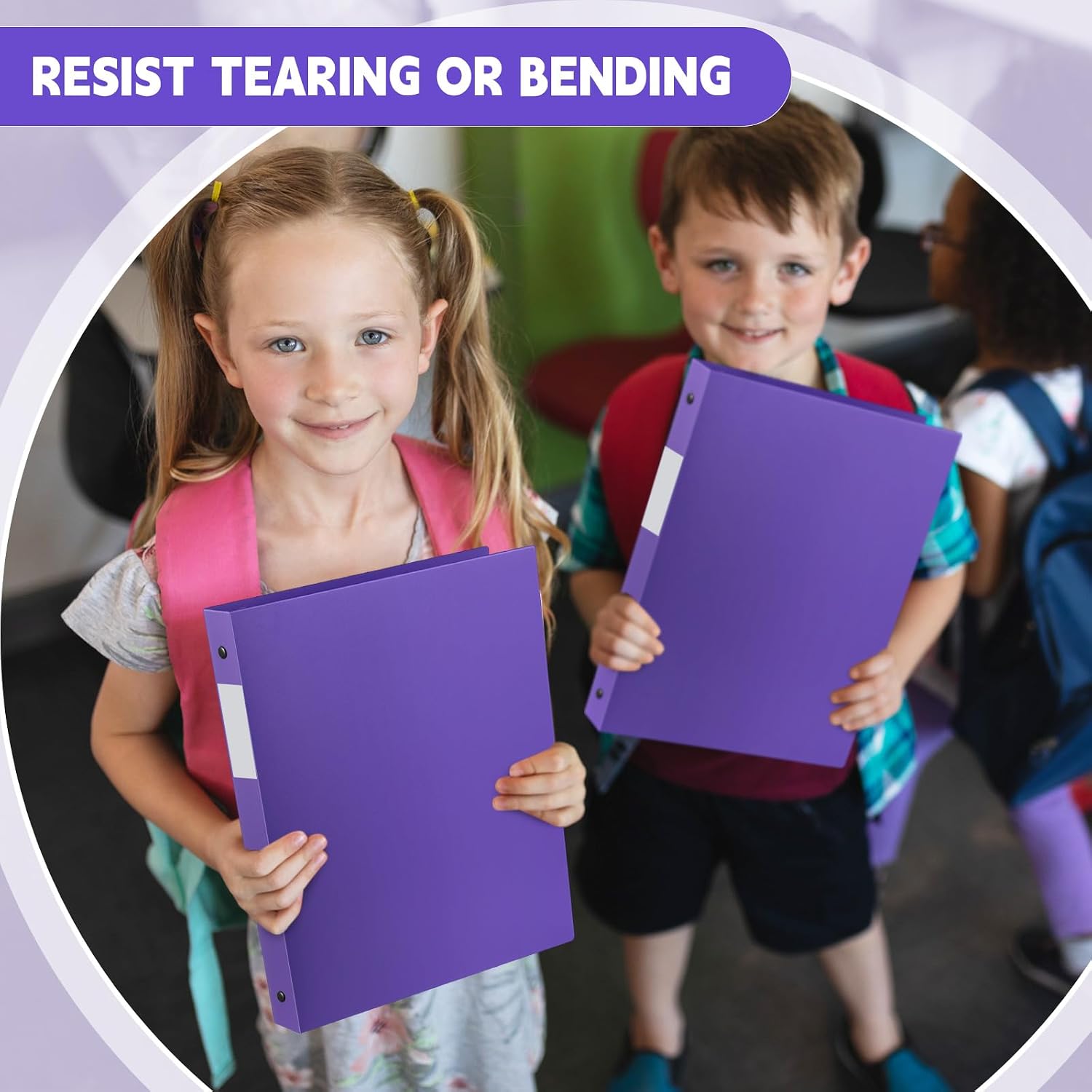 Henoyso 48 Pack 0.5 Inch Plastic 3 Ring Binder Round Ring, Bulk 1/2 Inch Flexible Binders Hold 140 Sheets Letter Size with Pocket, Document Organizer for Back to School Classroom Office (Purple)