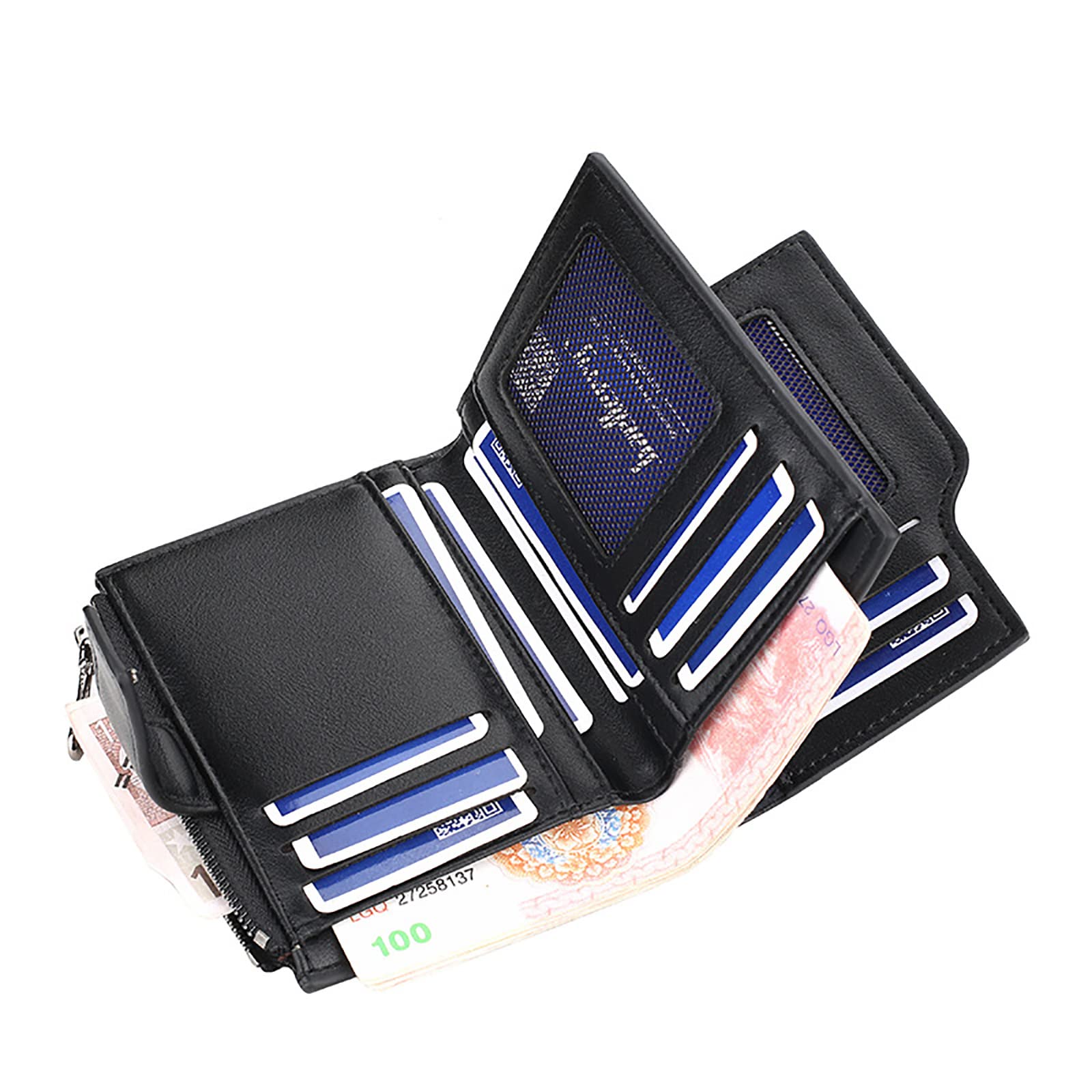Portafogli da uomo multifunzionali in pelle con blocco sottile, porta carte di credito, tasca frontale minimalista super(Grün)