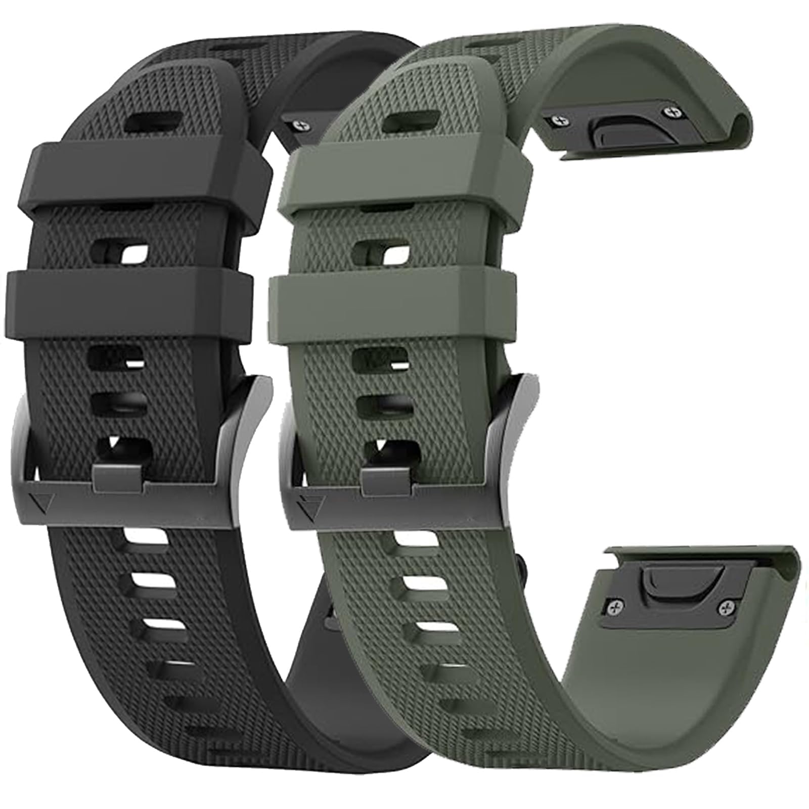 2 Pack Waterproof Straps fit for Garmin Fenix 5 / Fenix 6 / Fenix 7 Strap, 22mm Watch Strap for Fenix 8 Fenix E 47mm / Fenix 5 Plus/Fenix 6 Pro/Fenix 7 Pro (Black/Green)