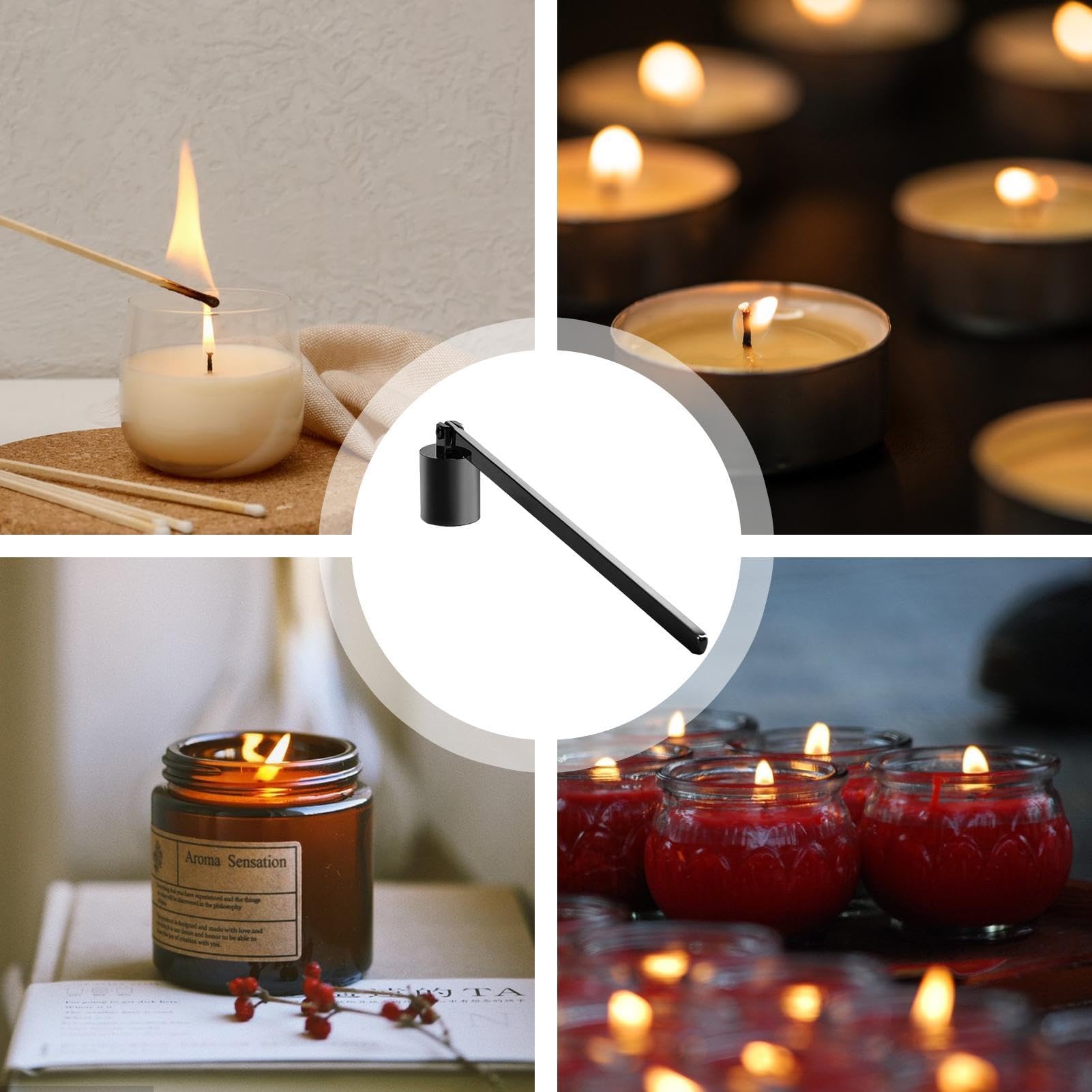Eteignoir À Bougie, Éteignoir À Bougie avec Long Manche en Acier Inoxydable, Etouffoir Bougie pour Eteindre Les Flammes De La Mèche, pour La Plupart des Bougies