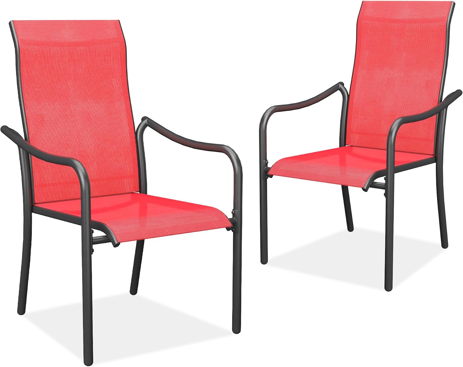VICLLAX Stackable Patio Chair Set of 4, Lawn Chairs with High Back, Outdoor Dining Chairs for Outside, Poolside and Garden, Blue