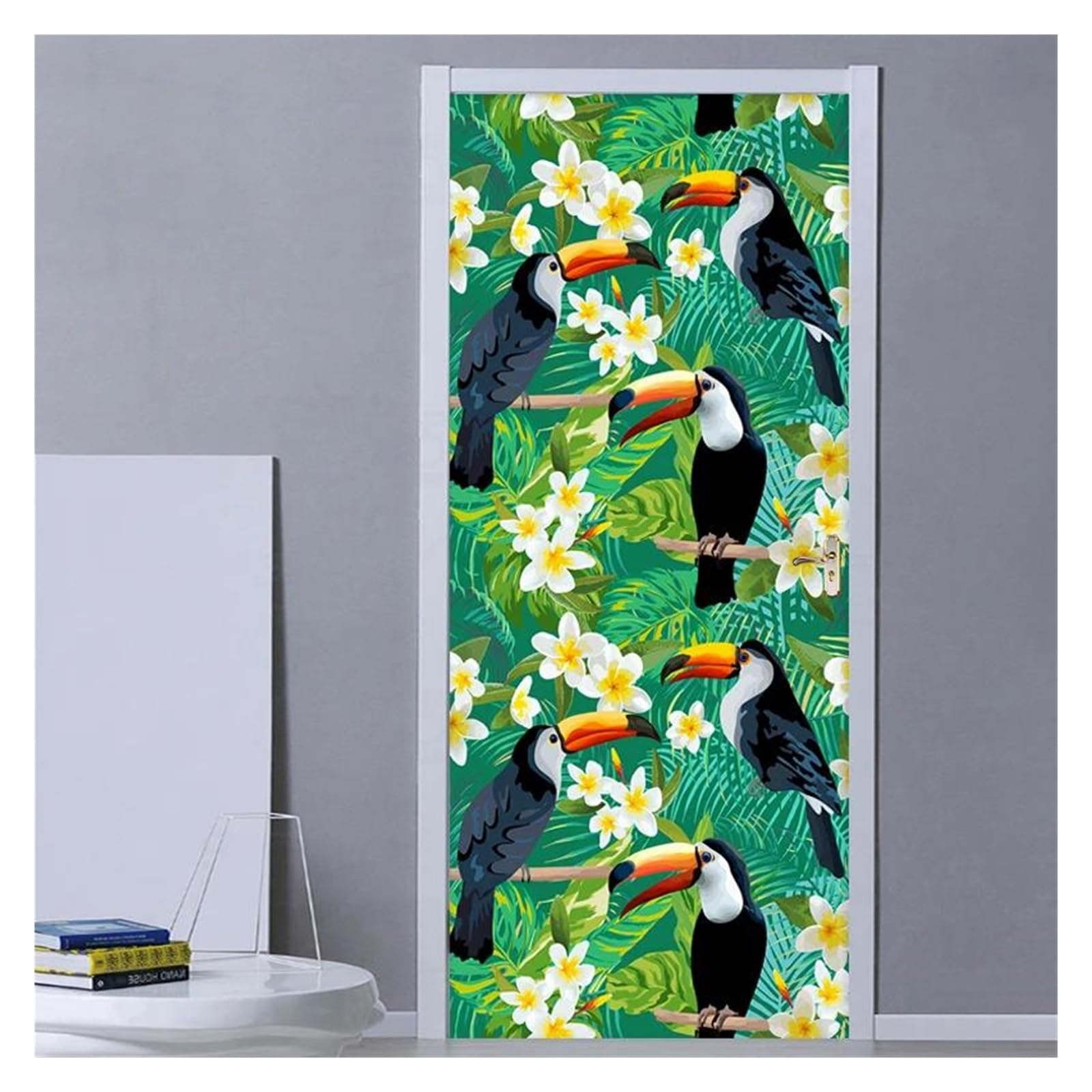 Sticker de porte moderne auto-adhésif imperméable motif nature 95x215cm