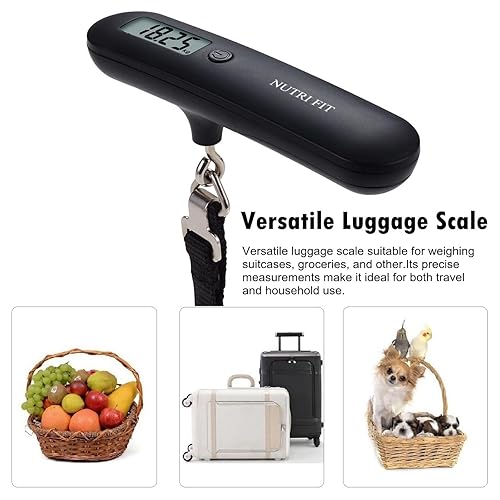 Vista 8 de NUTRI FIT - Báscula de equipaje portátil digital para colgar en viajes, báscula de peso para maleta, pantalla LCD de 110 libras110.2 lbs, equilibrio