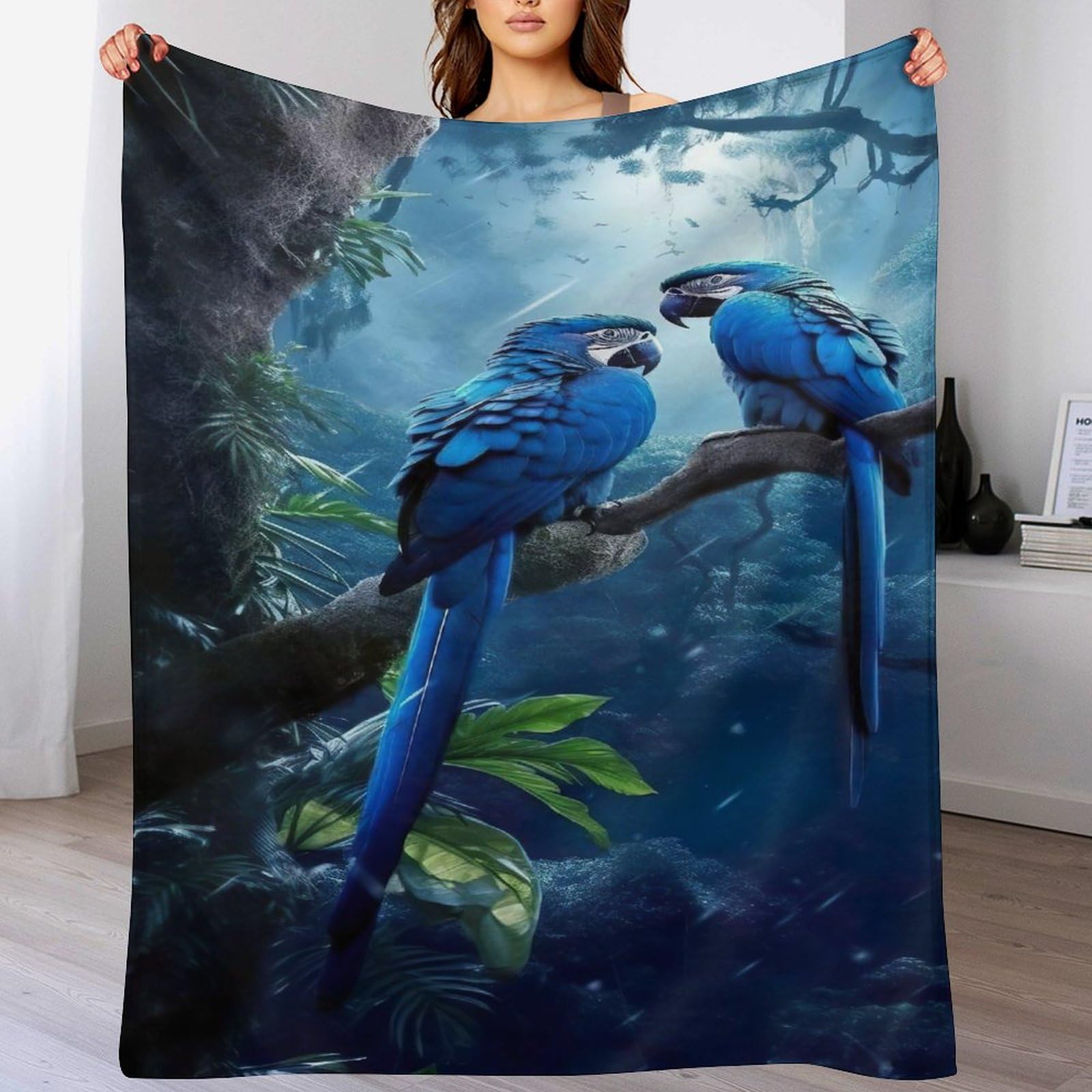 Couverture en flanelle perroquet haut de gamme pour lit et canapé