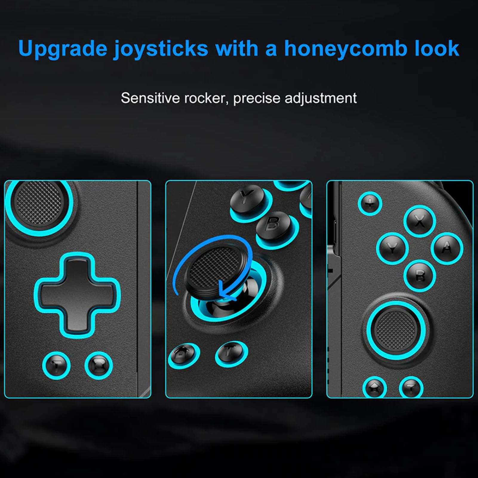 EIMSOAH Controlador de Juegos Inalámbrico de Vibración de Doble Motor Desmontable Efectos de Iluminación RGB Gamepad Bluetooth para Interruptor Control de Juego Preciso para Teléfono Móvil