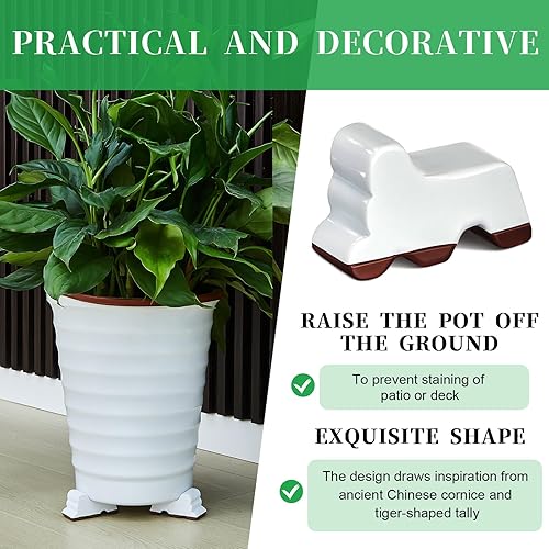 Miniatura 5 de Kigeli 12 Pcs Resin Pot Feet for Outdoor Planters 3 Inch Long 1.5 Inch Tall Flower Pot Risers Handmade Pot Elevator Plant Feet Frost Proof Pot