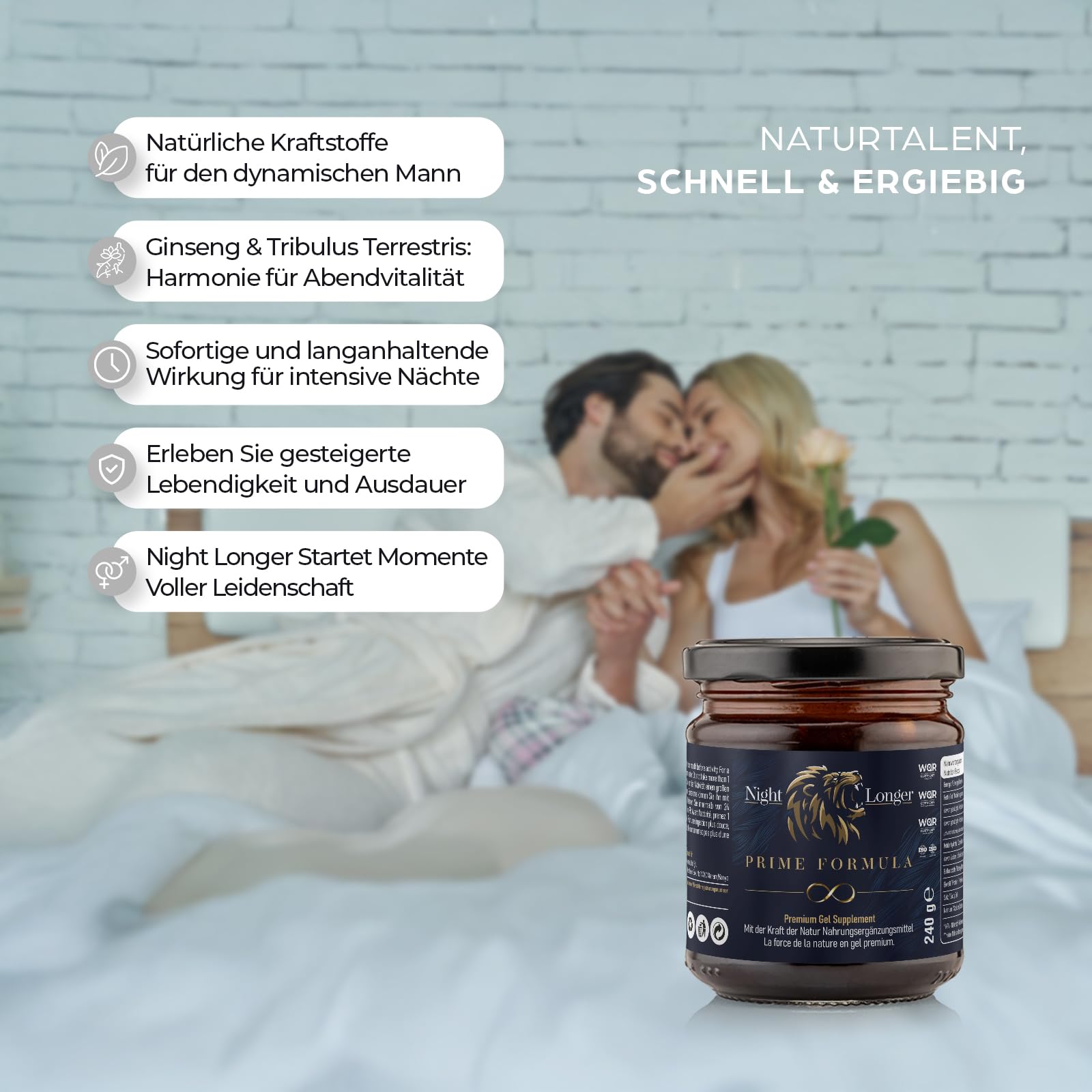 Prime Formula Maca Gel, Sofortwirkung, Extra Stark für aktive Männer, Ginseng & Tribulus Terrestris 240gr Jar - 4 Stück