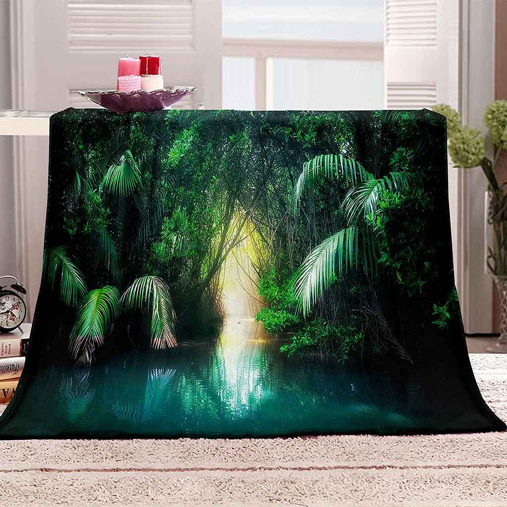 Couverture en flanelle microfibre haut de gamme au toucher doux et motif 3D rivière