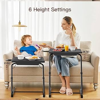 Amazon.com: Adjustable TV Tray Set of 2 - TV Dinner Tray on