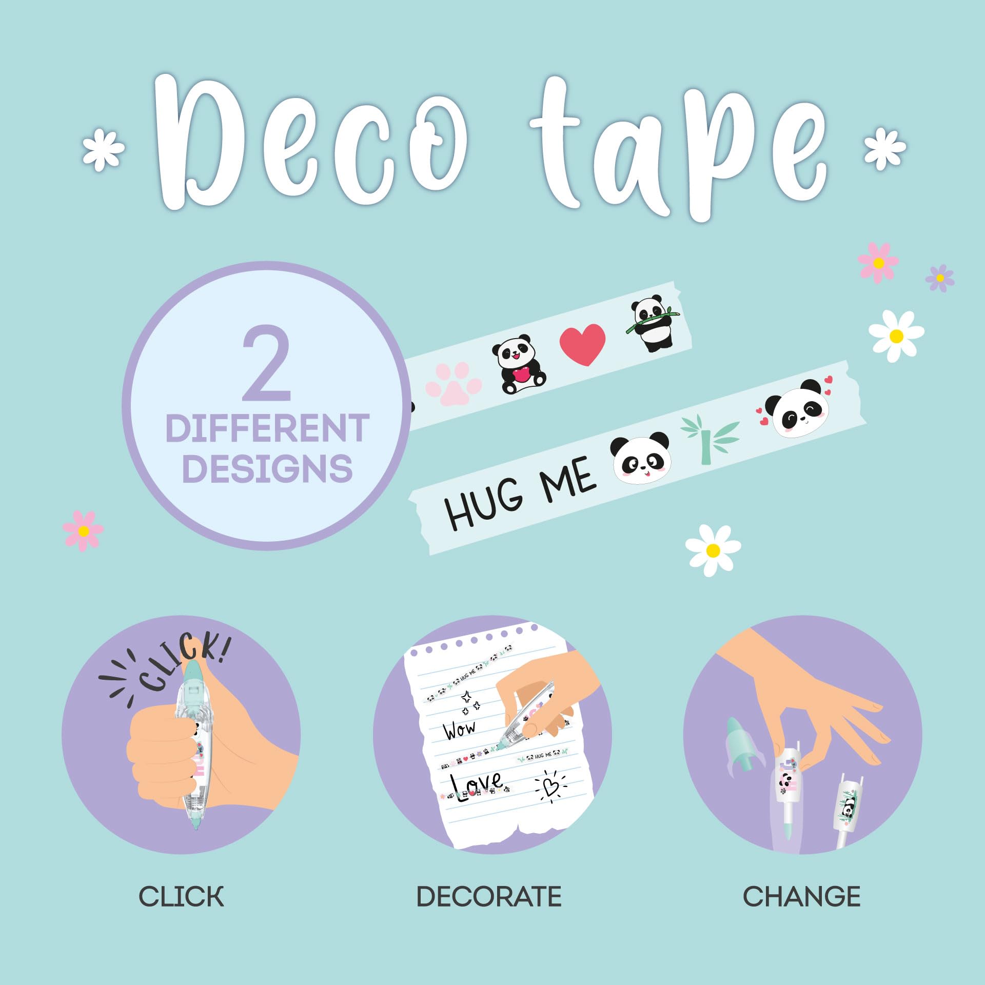 Legami Decoration Tape Pen Panda 4m Nastro Decorativo con Ricarica