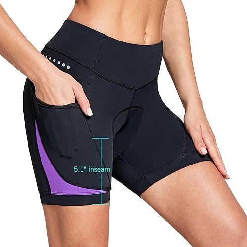 Miniatura 4 de baleaf Pantalones cortos para ciclismo con acolchado 4D para mujer, ropa interior de gel para ciclismo, bolsillos