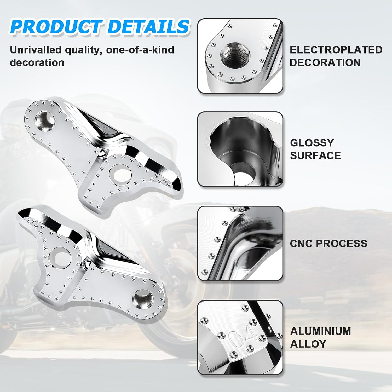 Motorcycle Rear Lowering Blocks Kit 2 Inchs Rear Slam Lowering Blocks Fit for Harley Davidson Touring Street Glide 2002-2023 (Chrome)