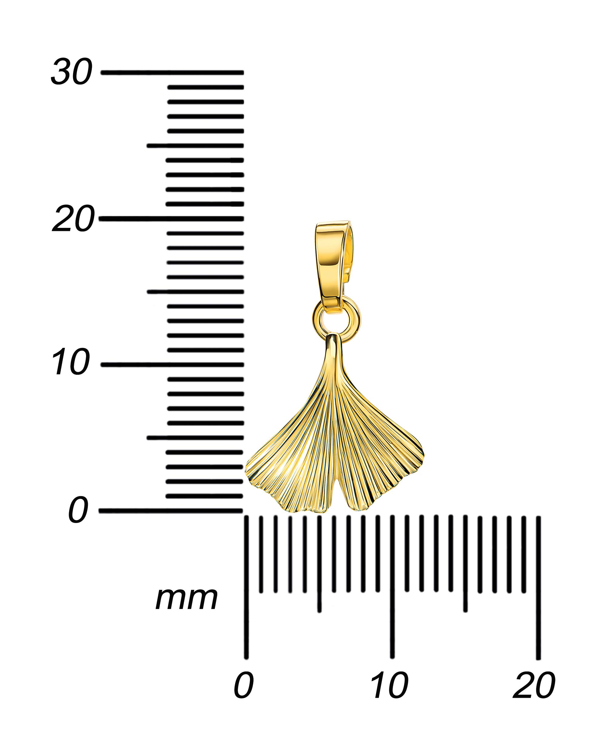 Gold Anhänger mit Ginkgo-Blatt Anhänger Gold für Damen als Ketten-Anhänger mit Schmuck-Etui + Zertifikat